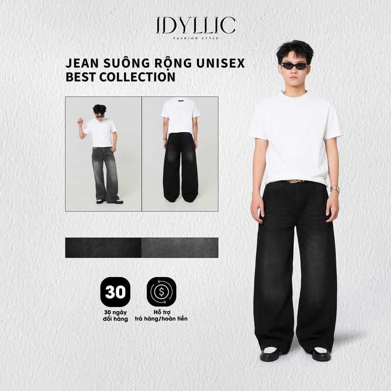 IDYLLIC - MỚI RA MẮT Bộ Sưu Tập Quần jean nam nữ unisex ống suông rộng thời trang màu hot trend IDY32 IDY33 cotton dày dặn Menswear Cotton Pants - Chất Rin Cotton Thoáng Mát