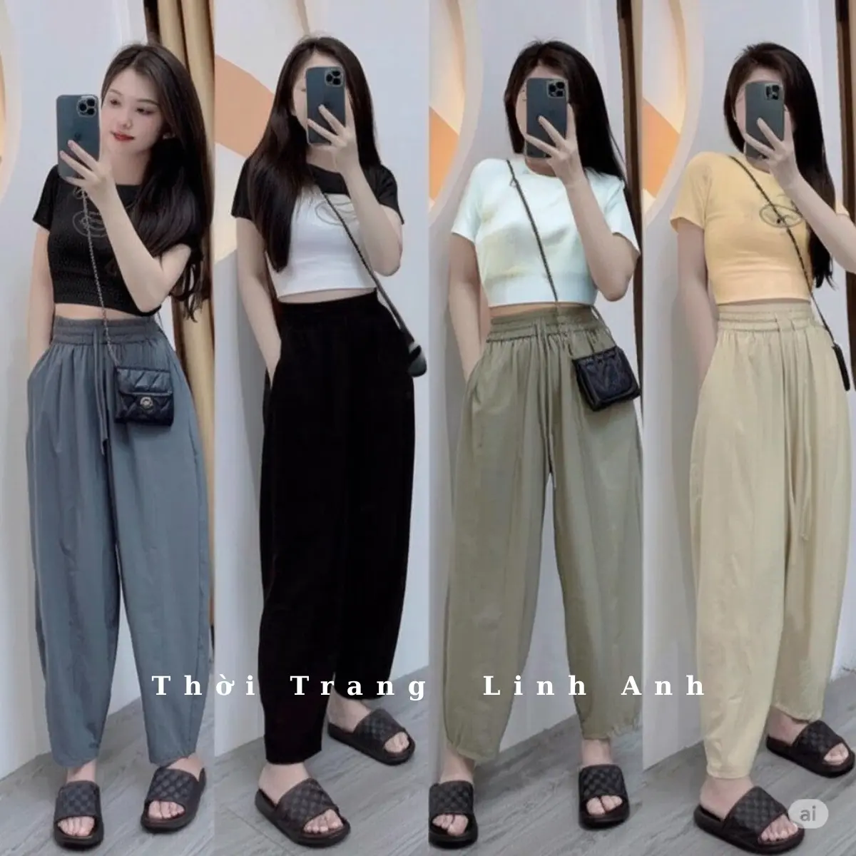 Quần Baggy nữ chất gió 5 Màu kích cỡ từ S-4xL mềm mịn siêu nhẹ cạp cao lưng thun gân chìm co giãn 4 chiều mặc đi học đi chơi Nữ Pants Women