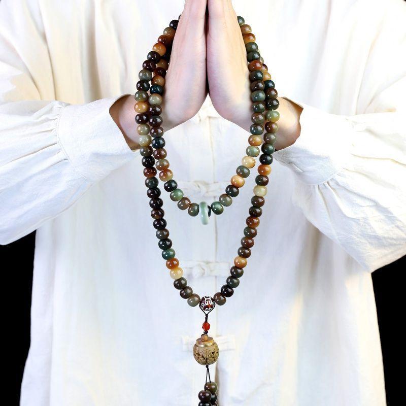 Hộp đựng Vòng Tay Thủ Công 108 Hạt Bồ Đề Mặt Dây Chuyền, Cầm Tay, Dành Cho Nam Và Nữ, Tặng Kèm Túi Nhỏ Thuốc Hương