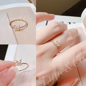 CS-359 incin Tambang Motif Kupu permata empat Titanium Anti Karat