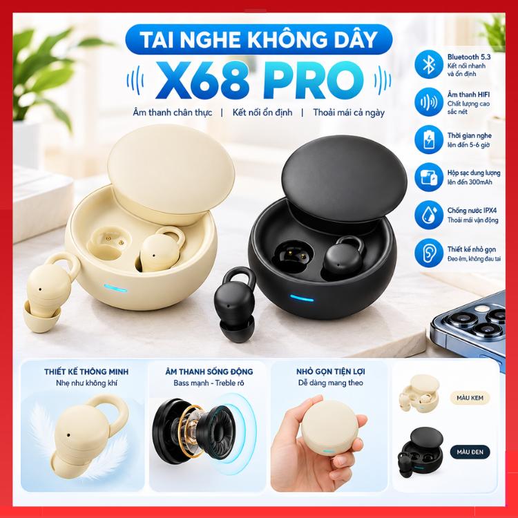 Tai nghe Bluetooth X68 / X66 / X62 / X55 PRO âm thanh HiFi , Chống Ồn ANC , Có Micro