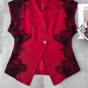 Vivorie Premium AT 3471 vest merah brukat