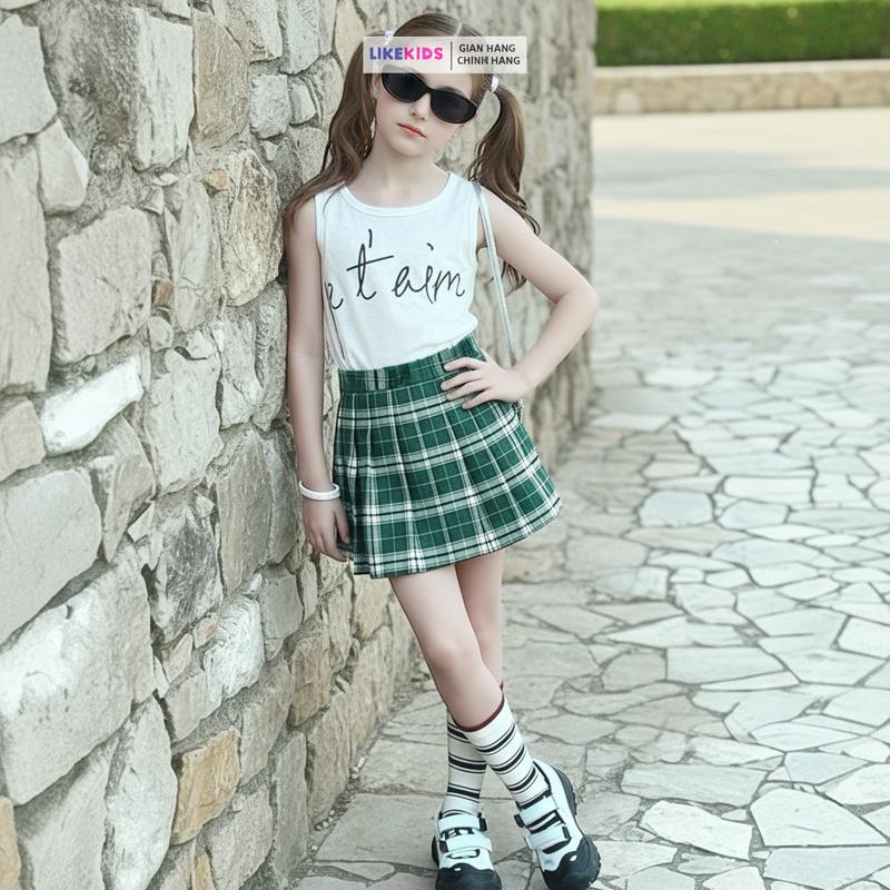 CHÂN VÁY cho bé gái hoạ tiết CARO LikeKids V42