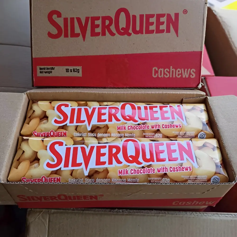 1 BOX ISI 10 Cokelat Silverqueen Cashew Almond Chocolate Kacang Mede Original BRAND NEW 58 Gram/58 Gr/58Gram Box