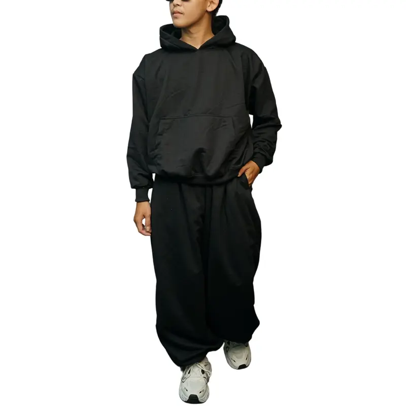 STREES One Set Boxy & Sweatpants Baggy Polos Setelan Berbahan Kain Fleece Lembut Adem Pria Wanita 2