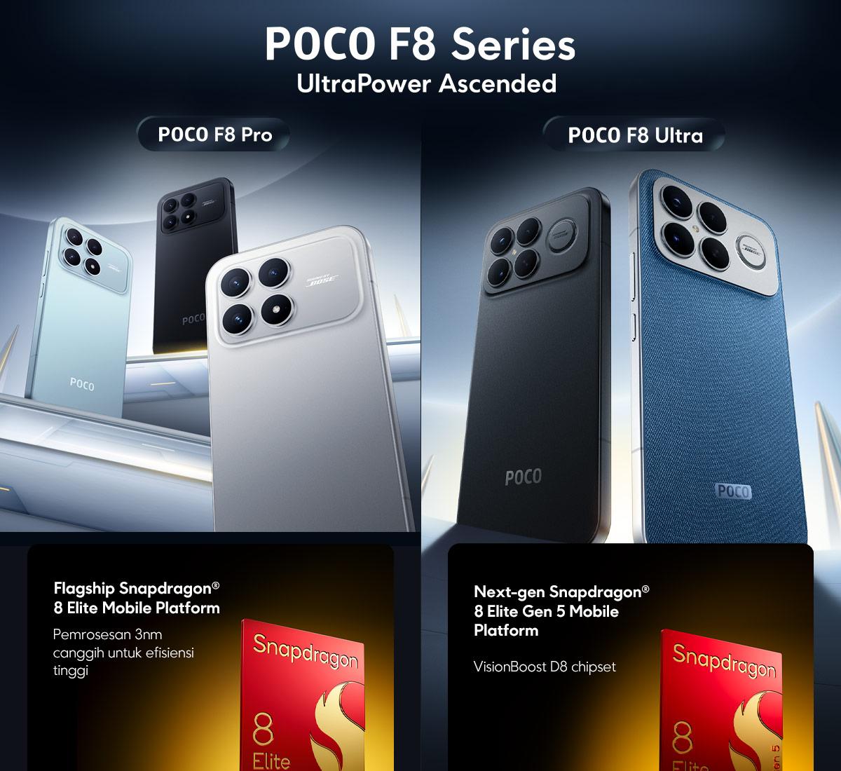 POCO F8 Series | POCO F8 Pro (12/512GB) | POCO F8 Ultra (16/512GB) | Snapdragon 8 Elite Gen 5* | Baterai Besar 6500mAh* | Ultra series dengan 100W wired dan 50W wireless HyperCharge | Layar AMOLED Ultra-Jernih 120Hz | HP Gaming  [Xiaomi Official Store]