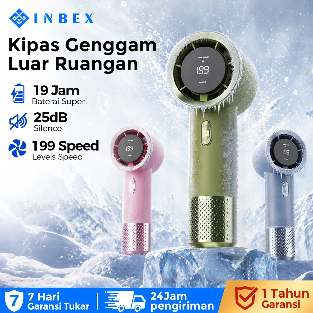 【19 Jam】【Warranty 30 HARI】【COD】INBEX IF01 Macaron Kipas Angin Mini Portable Cooler HP 12500RPM LED display 199 tingkat kecepatan angin kuat Travel/outdoor/commuting
