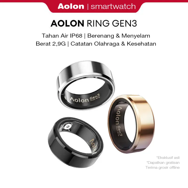 【24H ship】Aolon Ring Gen3 Smart Ring Heart Rate & Blood Oxygen Monitoring IP68 Waterproof Swimming Diving Sports & Health Records Thin And Light Led aolon  smart 0
