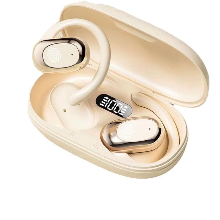 Earphones Wireless Bluetooth Tws 5.4 Headset Mic ANC/ENC Noise Reduction Amplifier Speaker IPX5 Water proof LED Display Dolby Audio Adjustable Angle Ear hook office Sport Study Outdoor White 4