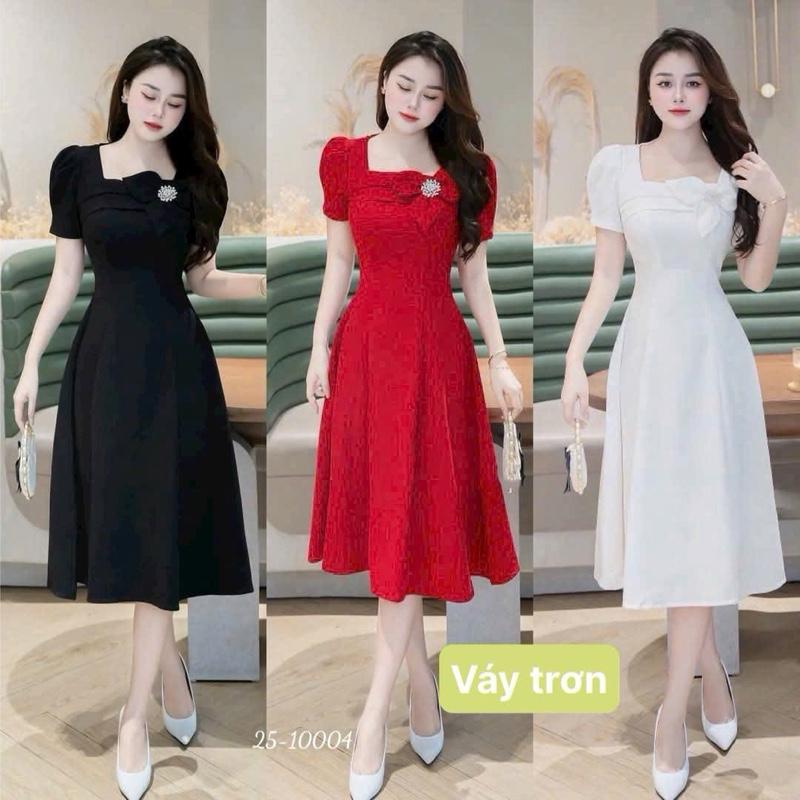 Đầm Nữ Bigsize Đi Tiệc Cổ Vuông Đính Hoa,Phụ Kiện Dáng Dài ,Váy Trơn Thanh Lịch, Nền Tảng, Sang Trọng, Đầm Thiết Kế Tiểu Thư 0