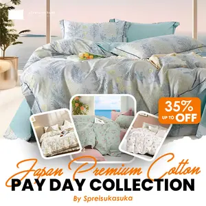 (Tanpa Bedcover) Sprei Set Katun Jepang Premium (Japan Cotton) Bahan Full Katun dan Lembut ukuran (120x200, 160x200, 180x200, 200x200) Sudah Termasuk Sarung Bantal Sarung Guling dan 4 Karet disetiap Sudutnya [KOLEKSI PAY DAY]