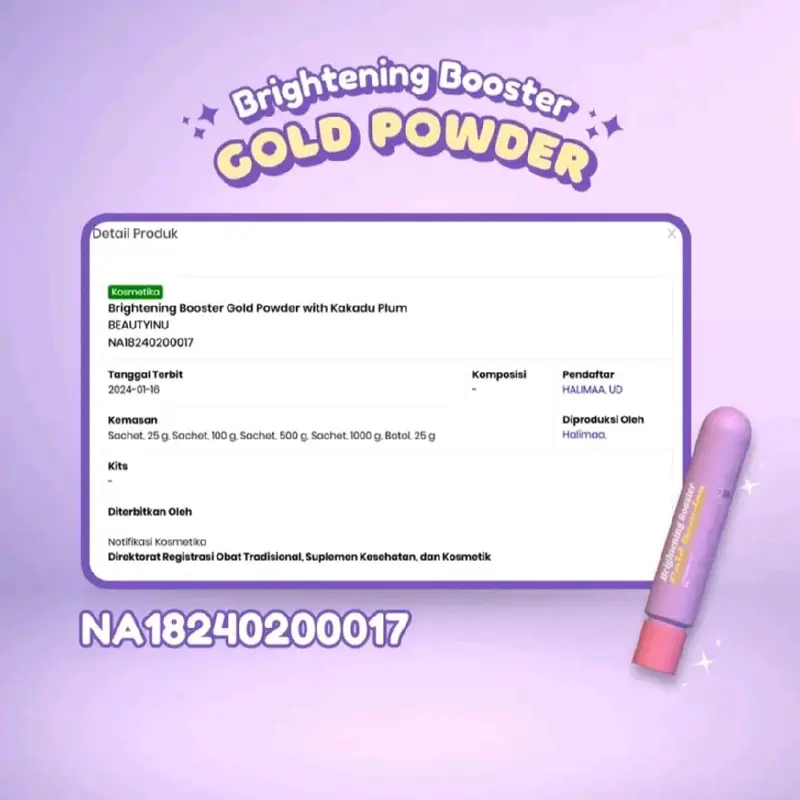 Paket Mencerahkan Beautyinu Brightening Booster Gold Powder + Marina UV White Sunblock Spf 30pa++ Lotion Pencerah 4