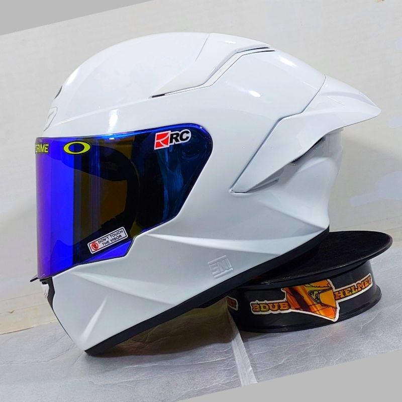 Helm Full Face Mla Crypton Solid Glosy Kaca Visor Clear Blue Red Gold/Helm Full Face Terbaru  SNI Original 2