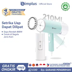 【RAMADAN SUPER DEALS】SIMPLUS Setrika Uap 210ml Listrik Low Watt Portabel/ Garment Steamer 2 Fungsi Datar & Berdiri GTJH016
