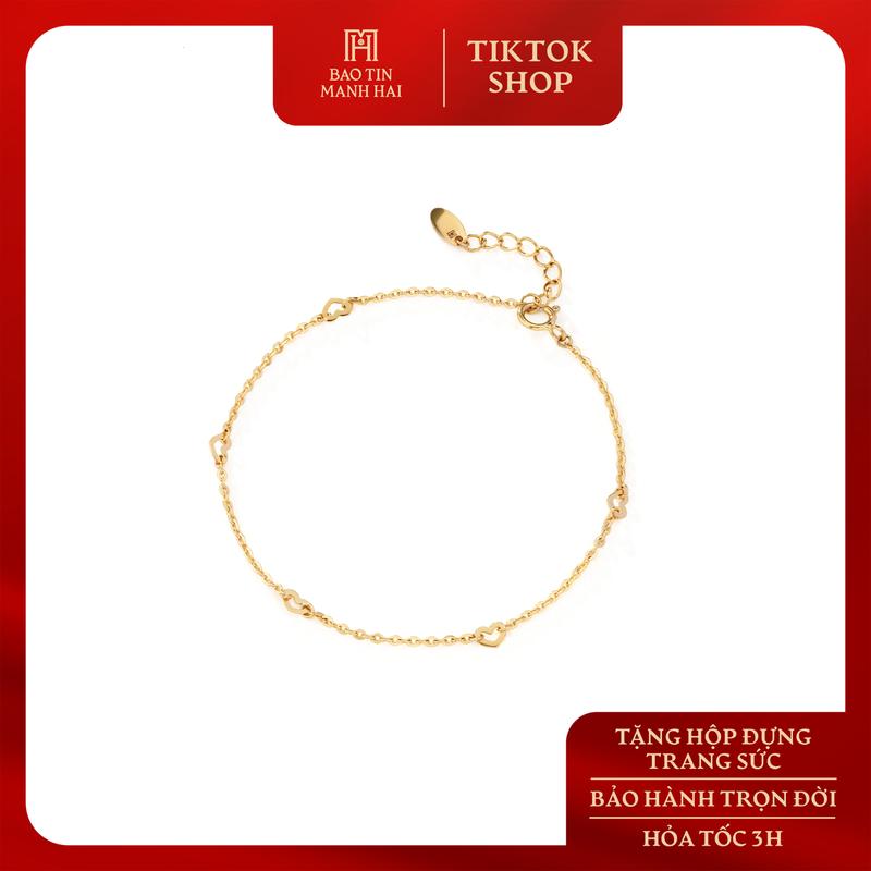 Lắc tay vàng 10K Bảo Tín Mạnh Hải hoạ tiết trái tim tinh tế sang trọng phong cách Ý PYLTV10KD0-409007