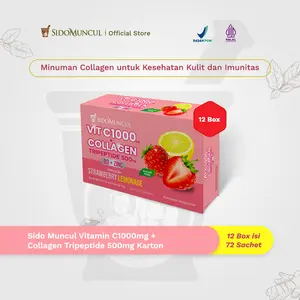 C+Collagen 12 Box Isi 72 Sachet - Minuman Collagen Tripeptide 500mg + Vit C 1000mg untuk Kesehatan Kulit dan Imunitas