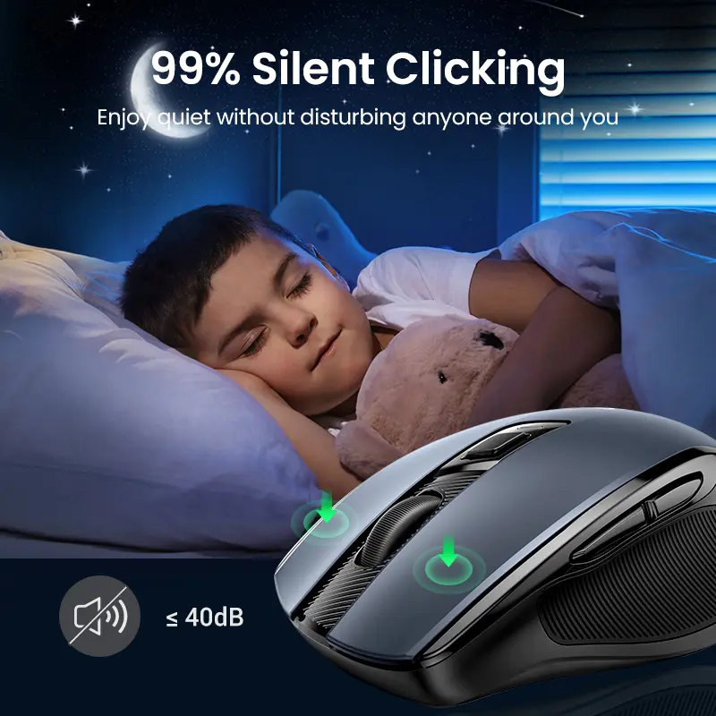 Chuột không dâyUGREEN Bluetooth 5.0, 2.4G, đa chế độ, cần  xài pin A A  (sản phẩm không  có  tặng pin), nút im lặng, 90855 4