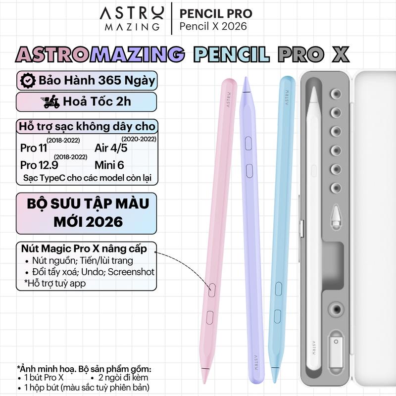 [Astro Pencil X 2025] Bút cảm ứng Stylus AstroMazing Pencil Pro X chống chạm nhầm vẽ nét thanh đậm cho iPad