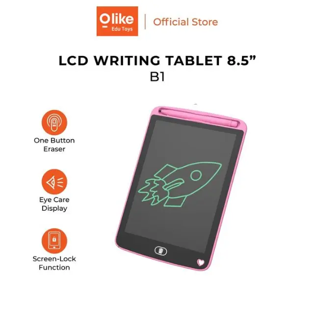 OLIKE LCD DRAWING BOARD - 8.5 INCH PAPAN TULIS DIGITAL - B1 Pink Anak Plastik Toy