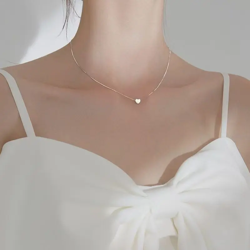 XP Perhiasan Kalung Love Titanium / Kalung Hati Polos Stainless Steel / Kalung Wanita Anti Hitam Anti Karat Aesthetic