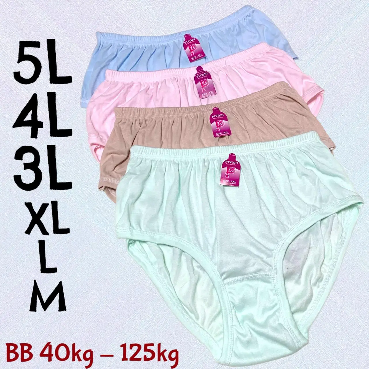 3, 6, 12 Pcs PIYOPI Celana Dalam Wanita Jumbo 5L 4L 3L XL L CD Wanita Big Size Elastis | CD Ibu Hamil Jumbo