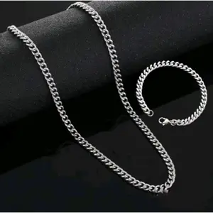 Full Set Kalung Gelang Rantai Silver(pria wanita) Titanium premium
