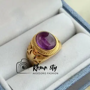 Cincin Batu kecubung Serat halus size kantoran