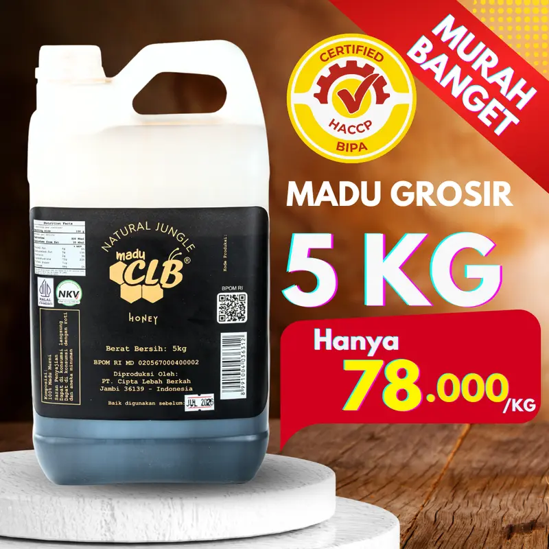 Madu CLB 5kg Paket Usaha Madu Murni Kadar air 17% Untuk Maklon, Industri, Pabrik 1