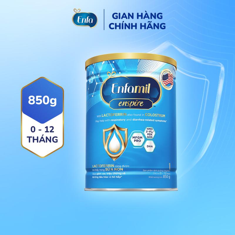 Sữa bột Enfamil Enspire 1 850g hỗ trợ đề kháng với Lactoferrin dành cho trẻ từ 0-12 tháng tuổi