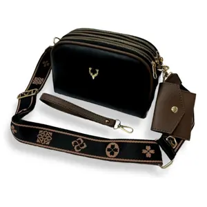 Zidan Collection Tas Selempang Wanita Naura Satu 3 Ruang Resleting Sintetis Kulit PU 22x10x14 cm Slingbag Fashion