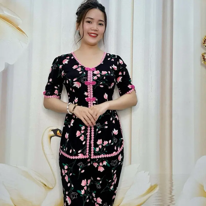 A71 Đồ bộ sẩm bà lai thun nữ trung niên hoạ tuy luýp bắt mắt thương hiệu Hải Sơn Women