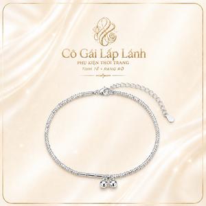 Lắc chân nữ màu bạc có chuông nhỏ, dây bi mảnh điều chỉnh được, phụ kiện cổ chân thanh lịch dễ phối, phù hợp đi biển và quà tặng cho nữ