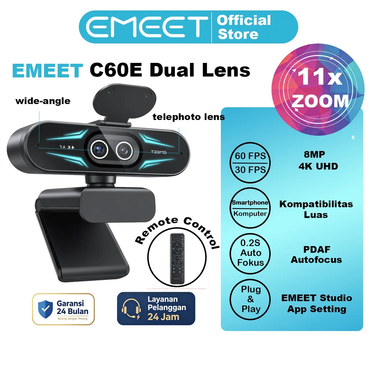 EMEET SmartCam C60E 4K Dual Lens