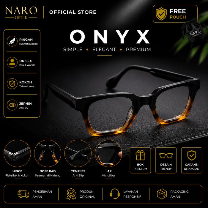 Frame Catatan Promo NARO Frame Kacamata Onyx Premium Antiradiasi Photocromic - Black ...