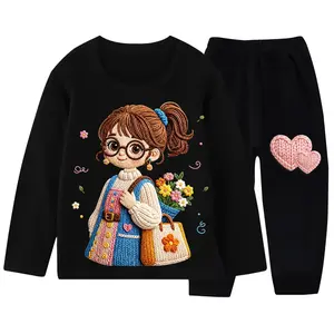 Piyama Setelan Baju Tidur Anak Perempuan Motif Gadis Kaca Mata Model Lengan Panjang Celana Panjang Size 3 Tahun - 10 Tahun OUTFIT Anak Premium Baju Anak Perempuan Fashion