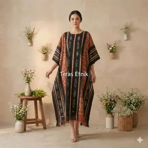 Dania Kaftan Tenun Wanita Tenun Premium - Baju Kaftan Jumbo Wanita - Kaftan Tenun Lebaran - Baju Kaftan Wanita