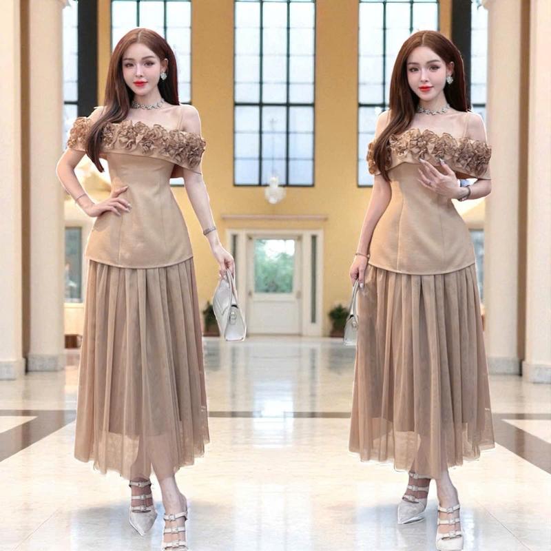 Set áo váy CRAZYTEEN S6429 gồm áo kiểu peplum và chân váy để đi chơi ( Áo kiểu/ Chân váy ) Set đồ nữ đẹp