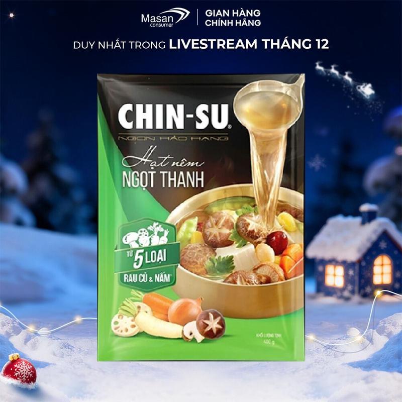  Hạt nêm CHIN-SU ngọt thanh từ 5 loại rau củ 400gr tặng 1 chai tương ớt CHIN-SU 250gr 