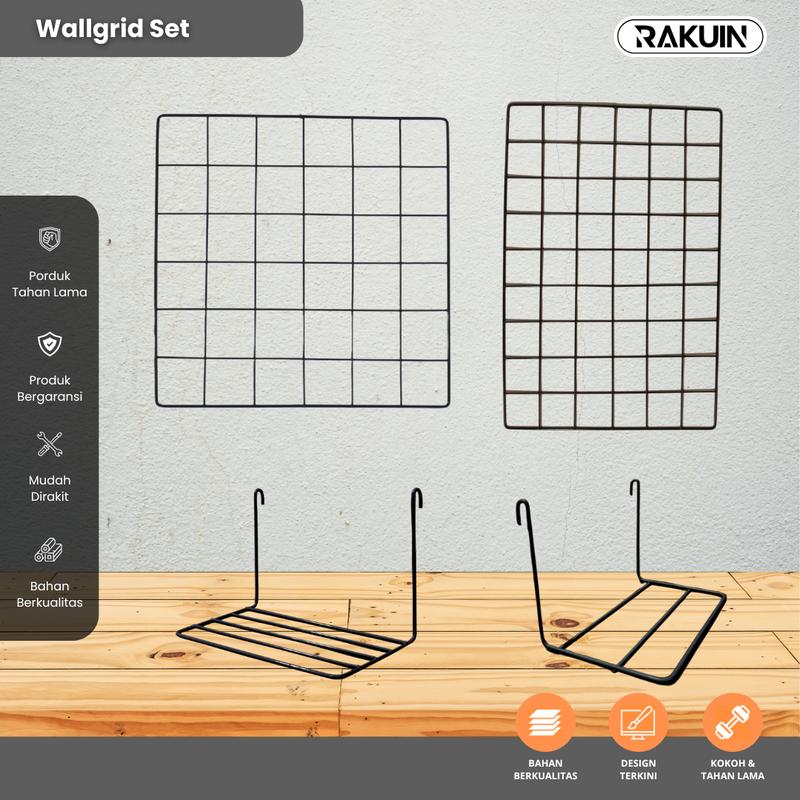 Wall grid hijang hiasan dinding RAKU wire grid wall hitam putih - Shop ...