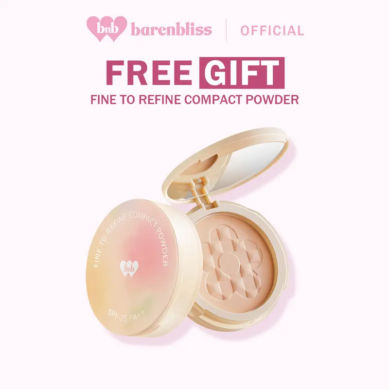 【GIFT】BNB barenbliss Korean Bloomatte Fine to Refine Compact Powder 「24H oil control」- Bedak Padat Waterproof | Bedak ringan dengan kontrol minyak hingga 24 jam, waterproof, sweatproof, dan dilengkapi SPF 25 PA++. 0
