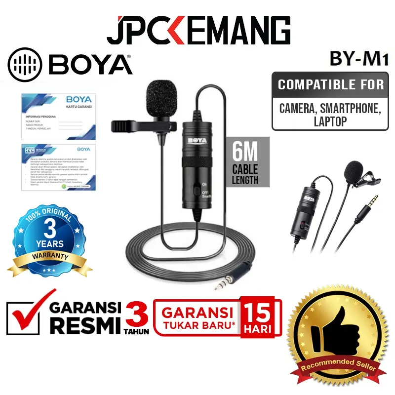 Boya BY-M1 Clip-On Microphone for Camera Smartphone BYM1 Mic Original