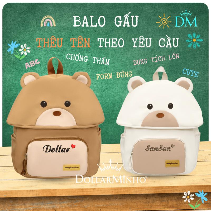 ( Thêu Tên ) Balo Gấu Cho Bé Mẫu Giáo, Không Thấm Nước, Gọn Nhẹ, Bé Đi Học, Đi Chơi