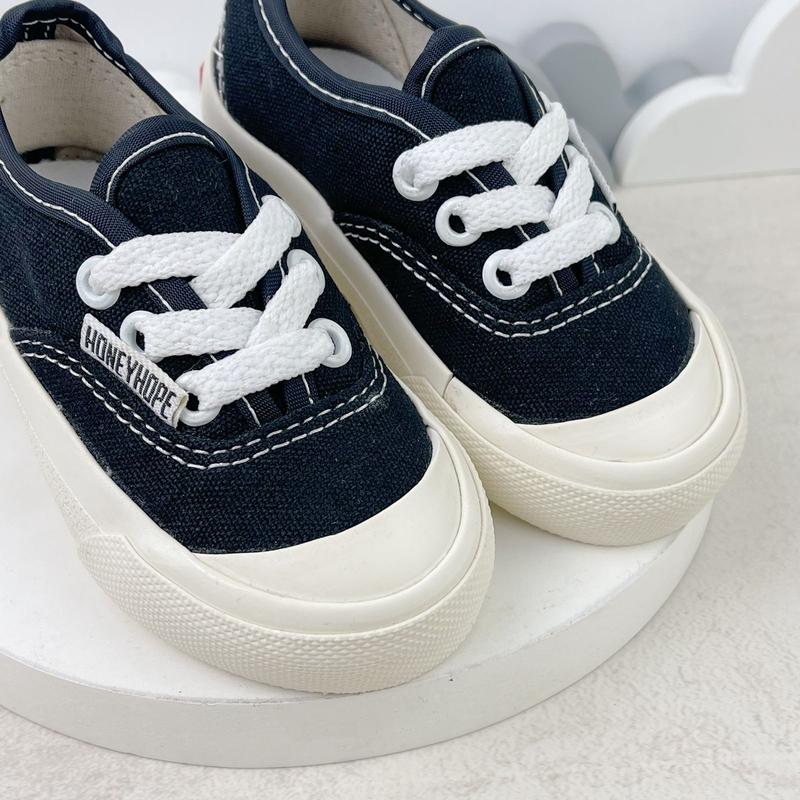HONEYHOPE Sepatu Basic Anak Laki Laki Dan Perempuan Hitam Putih Tali Auth Fashion Anak 1