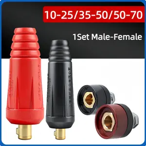 Universal 1Set Konektor Mesin Las Kabel Male-Female 10-70mm 10-25/35-50/50-70mm Full Tembaga Kuningan Socket Connector Cable Cowo Cewek Anti Karat Kuat Dijamin Awet Ready Stock Cepat Kirim