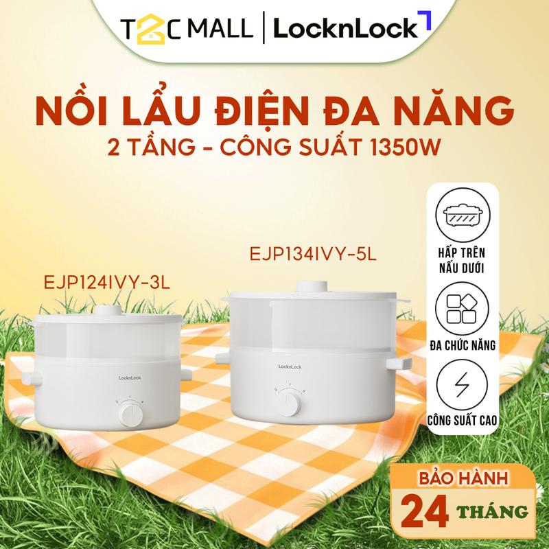  Nồi Lẩu Điện Đa Năng LocknLock Nồi Hấp Nấu Điện 2 Tầng EJP124IVY  3L  EJP134IVY  5L  - T2C Mall Nồi Điện Nấu Ăn n ồ il ẩ u mini 