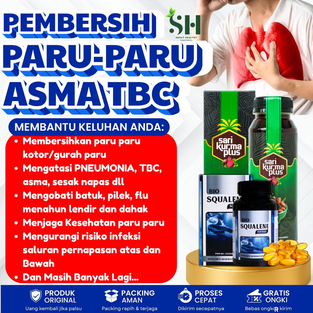 Bio Squalene Pembersih Paru Paru Kotor, Flek Di Paru Kotor, Nyeri Dada, Paru Paru Basah, TBC PNEUMONIA Asma Sesak Nafas, Bronkitis , Pembersih Paru Paru Asli 100% HALAL BPOM - ISI 50 KAPSUL