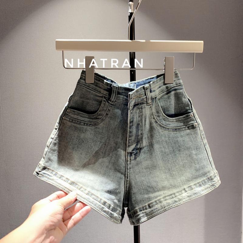 LIVE PHOM ÔM CO DÃN - Quần short jean nữ cạp cao lai viền chất Denim Pants Women AH-048