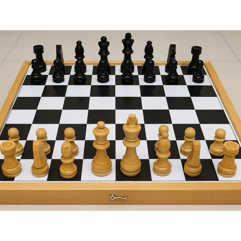 Catur Kayu Lipat Lengkap Bidak & Papan Kayu Tahan Lama Praktis untuk Pemain Catur Board Games