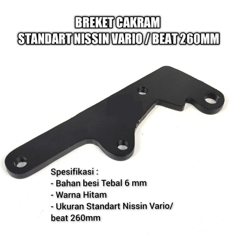 Breket Bracket Dudukan Pangkon Kaliper Piringan Disc Cakram Depan Kaliper Standar Nissin 1 Piston Vario Beat 260mm 0