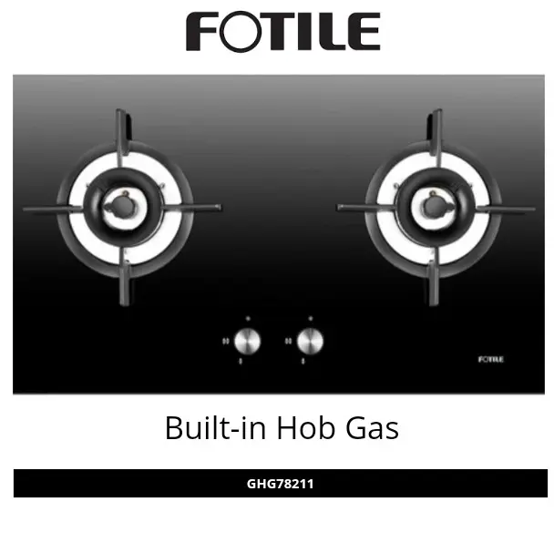 FOTILE Kompor Tanam Gas Fotile 2 Tungku/Built In Hob Gas type GHG78211 Free Baterai Free Installasi